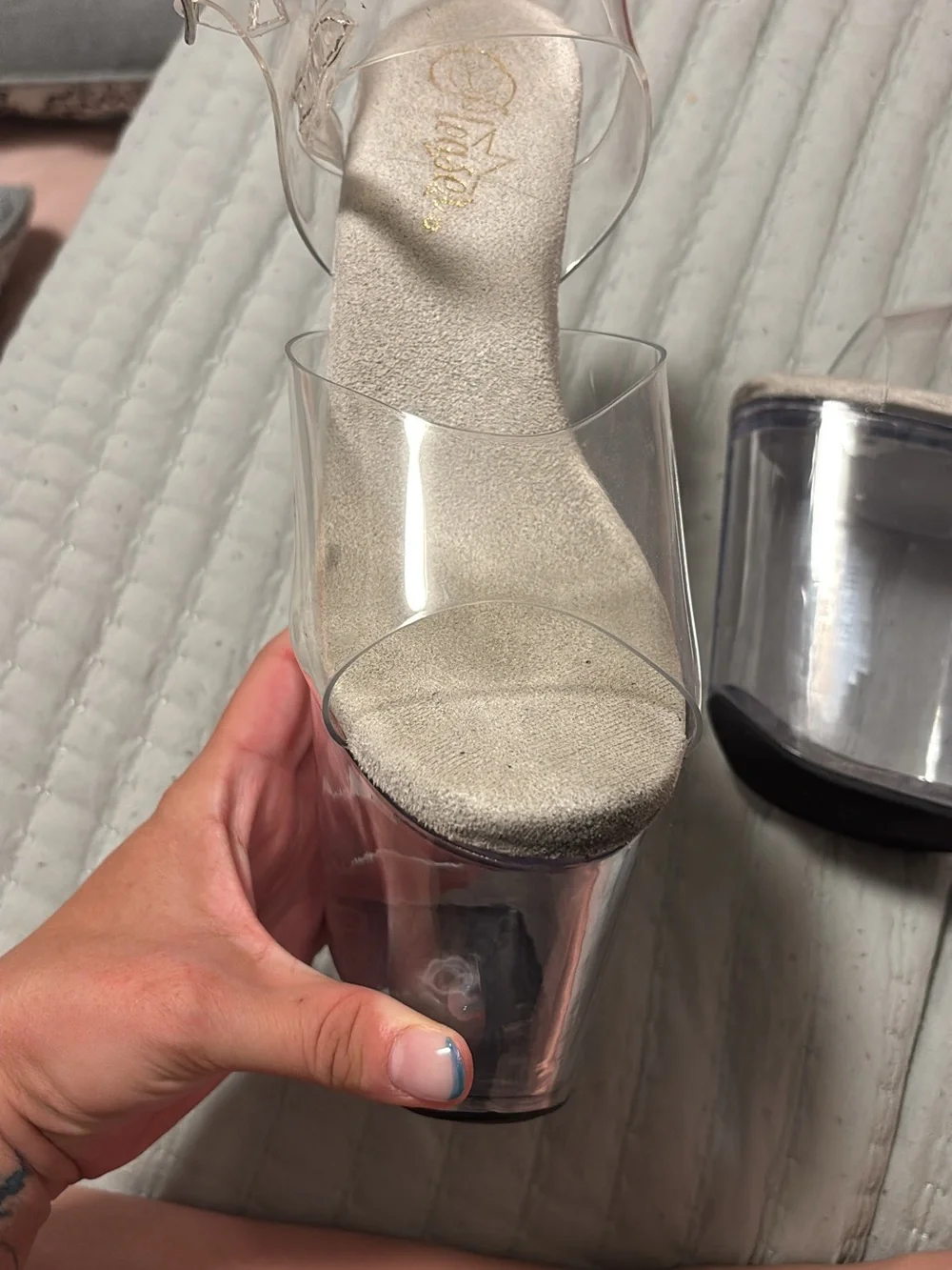 Pleaser Clear Platform Stiletto Sandals - Picture 3 of 4